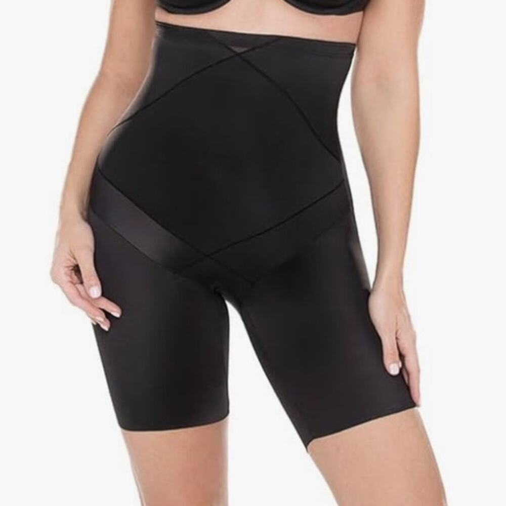 MiracleSuit Plus Size Hi Waist Slimming Bike Pants Firm Control Black Size 2XL
